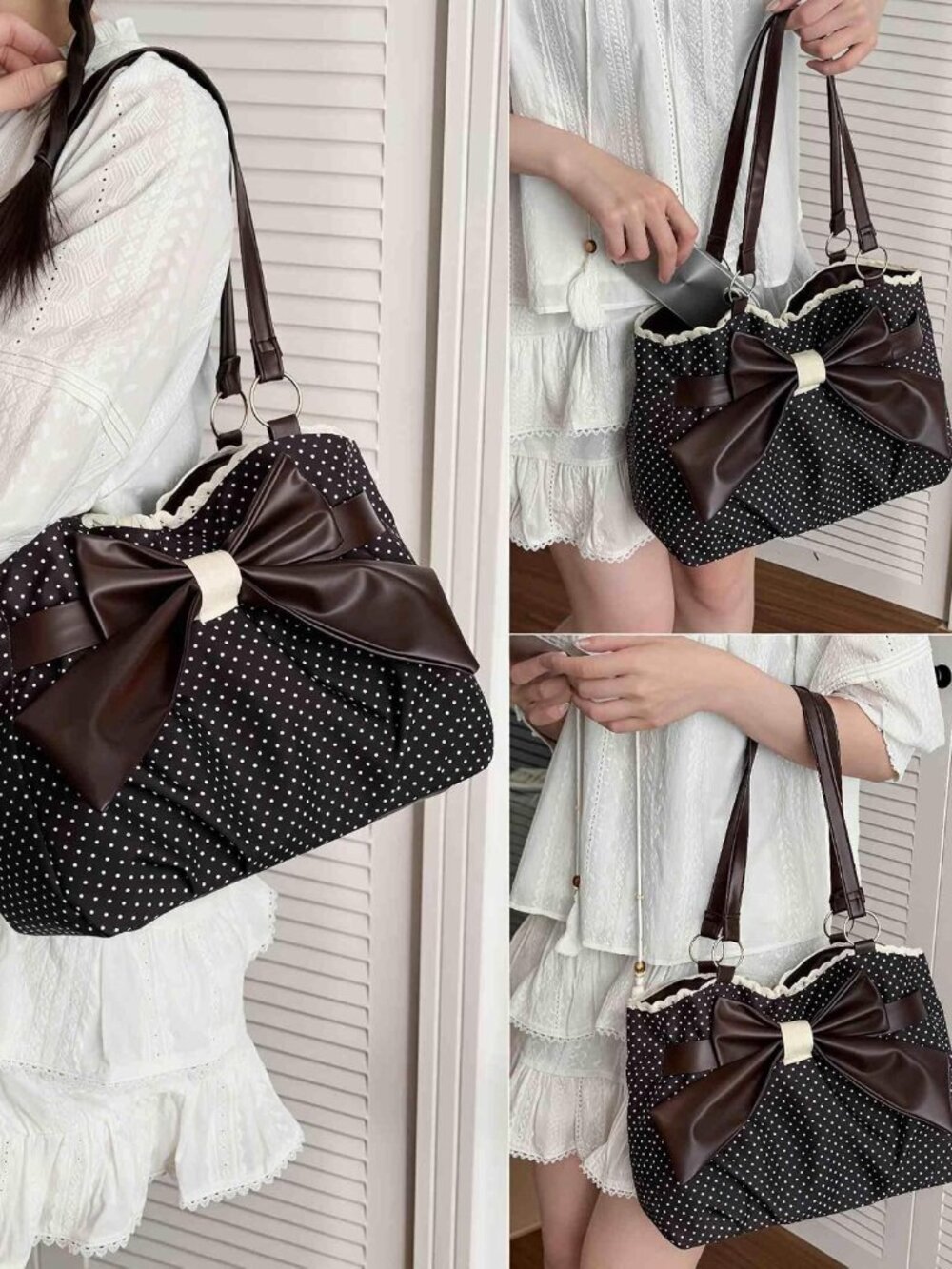 Polka Dot Tote Bag, Vintage Retro Purses for Women, Small Cute Shoulder Purse fo - Picture 2 of 9